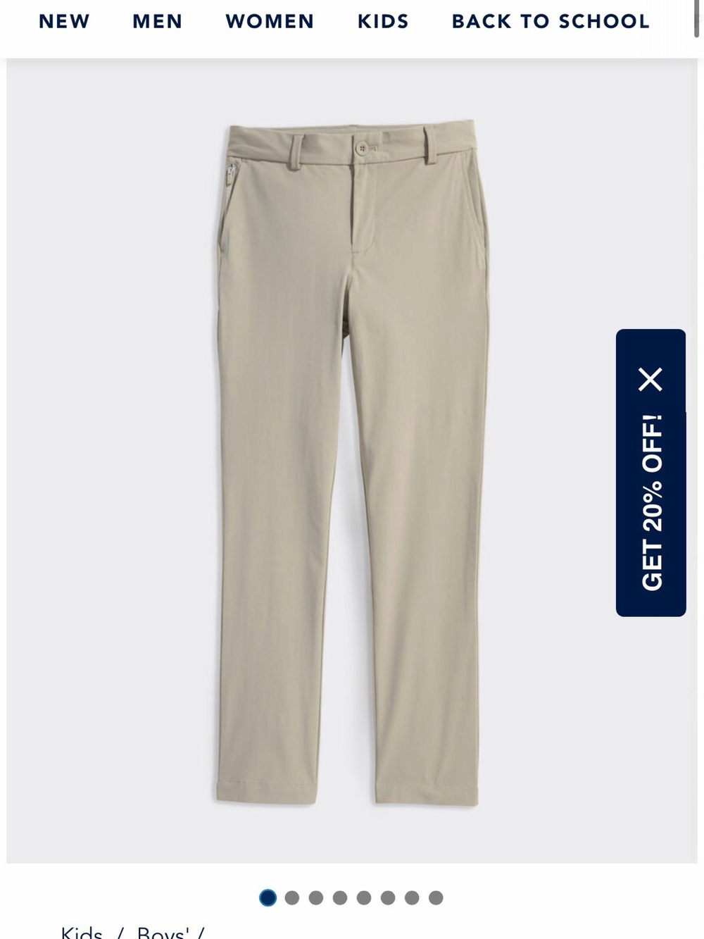 Boys Vineyard Vine sz 6 Performance pant Slim Stretch Chino Pants in Light Khaki